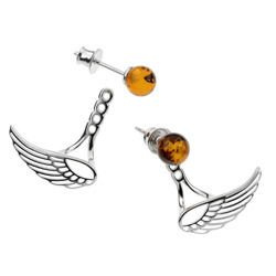 Silver earrings with amber