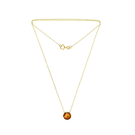 Gold unique necklace with amber