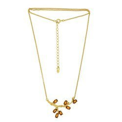 Silver necklace with amber