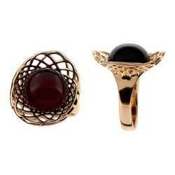 Silver ring with amber