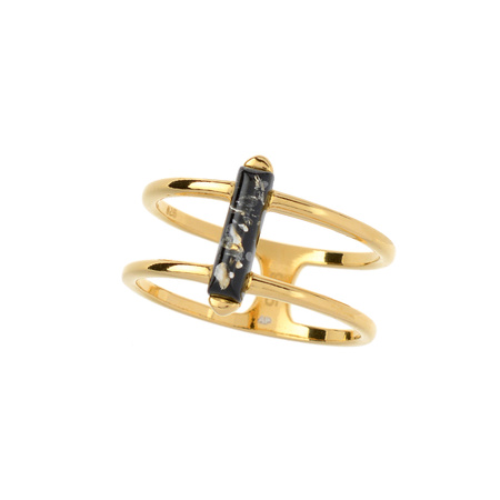 Silver ring with amber