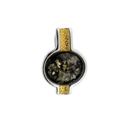 Silver pendant with amber