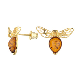 Silver earrings with amber
