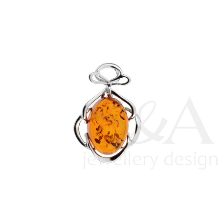 Silver pendant with amber