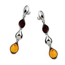 Silver earrings with amber