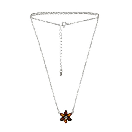 Silver necklace with amber