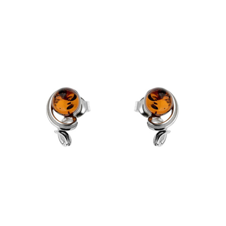 Silver earrings with amber