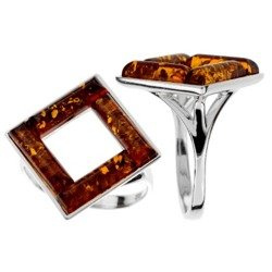 Silver ring with amber