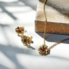 Silver necklace with amber - daisy