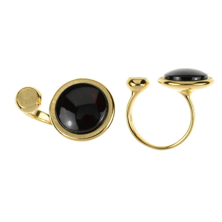 Silver ring with amber
