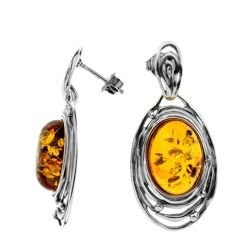 Silver earrings with amber