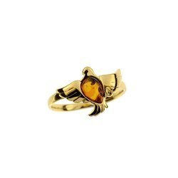Silver ring with amber -  dove