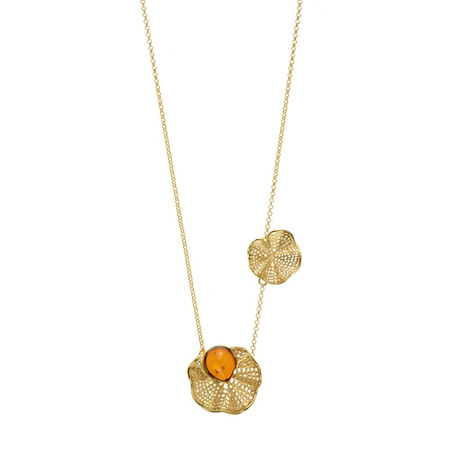 Silver necklace with amber