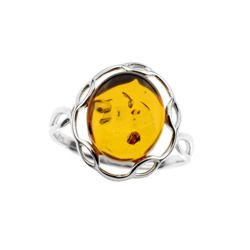 Silver ring with amber