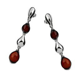 Silver earrings with amber