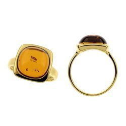 Silver ring with amber