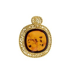 Silver pendant with amber