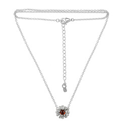 Silver necklace with amber- daisy