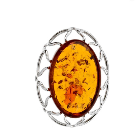 Silver pendant with amber