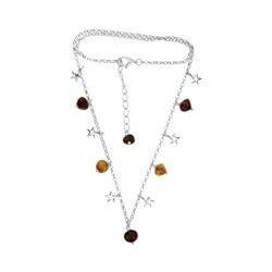 Silver necklace with amber
