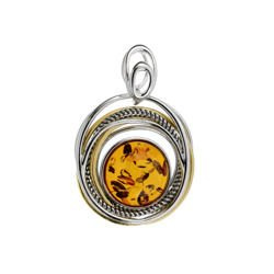 Silver pendant with amber