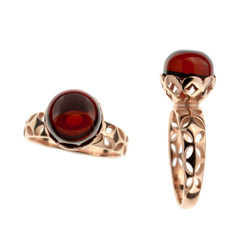 Silver ring with amber