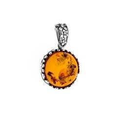 Silver pendant with amber