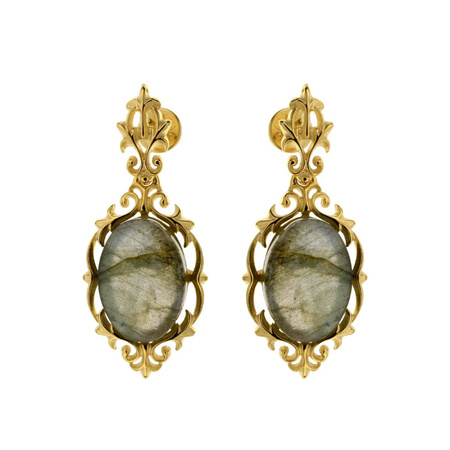 Silver earrings with labradorite