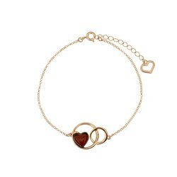 Silver bracelet with amber - heart