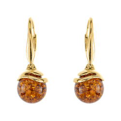 Silver earrings with amber