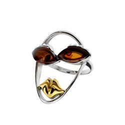 Silver ring with amber