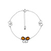 Silver bracelet with amber - butterfly