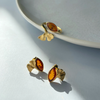Silver necklace with amber - Ginkgo