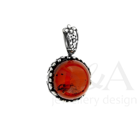 Silver pendant with amber