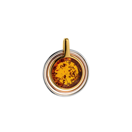 Silver pendant with amber