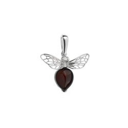 Silver pendant with amber