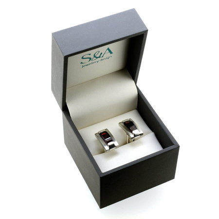 Silver cufflinks with amber