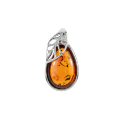 Silver pendant with amber
