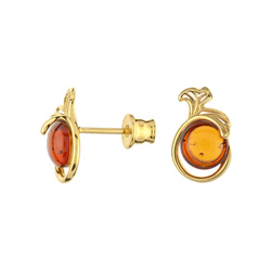 Silver earrings with amber