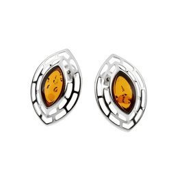 Silver earrings with amber