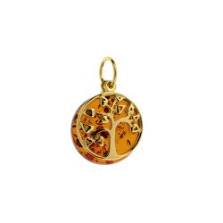Silver pendant with amber
