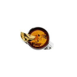 Silver ring with amber
