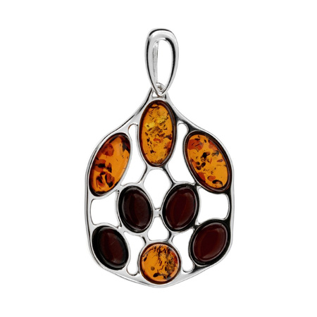 Silver pendant with amber