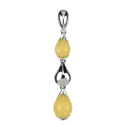 Silver pendant with ambe