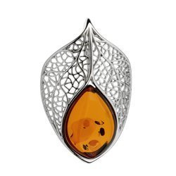 Silver pendant with amber