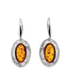 Silver earrings with amber