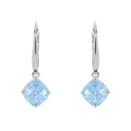 Gold earrings with blue topaz