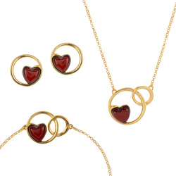 Silver necklace with amber - heart