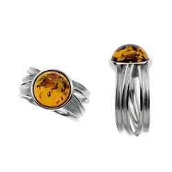 Silver ring with amber