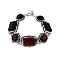 Bransoletka srebrna z bursztynem